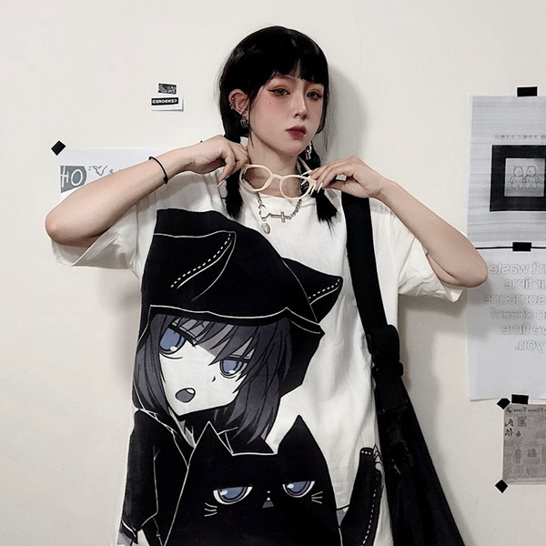 New Anime Japanese Cartoon Print Punk Student Girl Cartoon Print Loose Base T-shirt | Wish New Anime Japanese Cartoon Print Punk Student Girl Cartoon Print Loose Base T-shirt | Wish