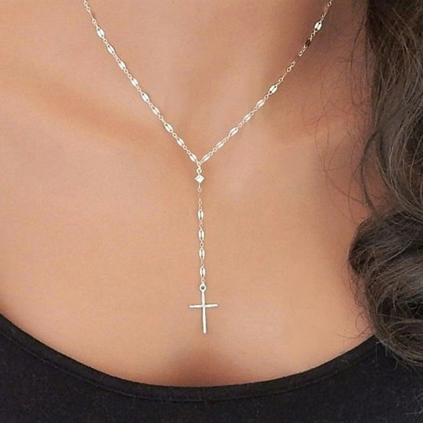 925 Sterling Silver Small Cz Cross Necklace Tiny Cross Pendant Womens 15mm  18