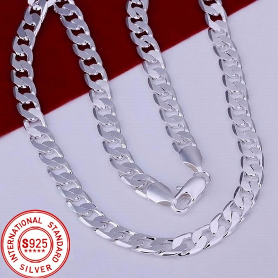 Solid 925 Sterling Silver Flat Sideways 