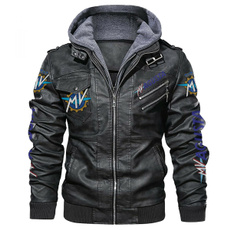 hooded, Coat, leather, men leather jackets