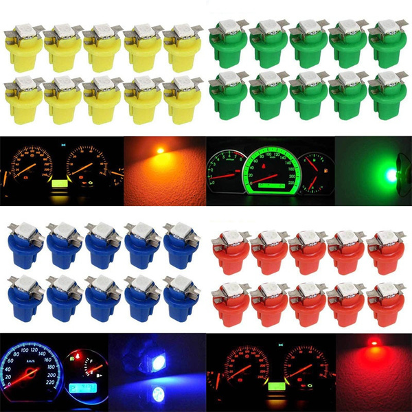 Qasim 10x T5 B8.4D LED Bulbs COB 1SMD Blue For Auto Dashboard Instrument Speedometer Gauge Instrument Panel Light DC12V