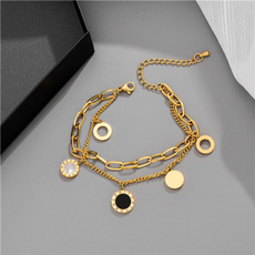 Charm Bracelet, Chain bracelet, gold, Stainless Steel