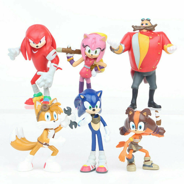 Sonic The Hedgehog Knuckles Tails 6 pcs Action Figure Model Kids Toy Cake Topper 