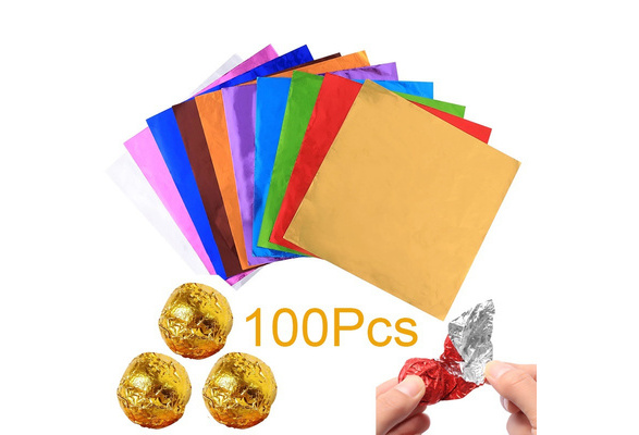 100pcs/set Crepe Paper Sheets Candy Chocolate Confectionary Square Foil  Wrapper Lolly Package Paper Sweets Tinfoil Free Ship - Gift Boxes & Bags -  AliExpress