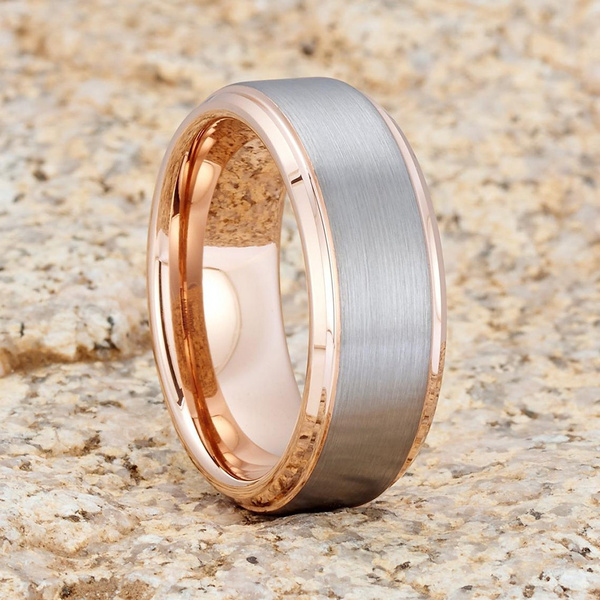 Tungsten carbide online rose gold ring