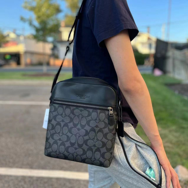 Coach F73336 Houston Flight Bag In Signature Canvas Crossbody Men's Bag