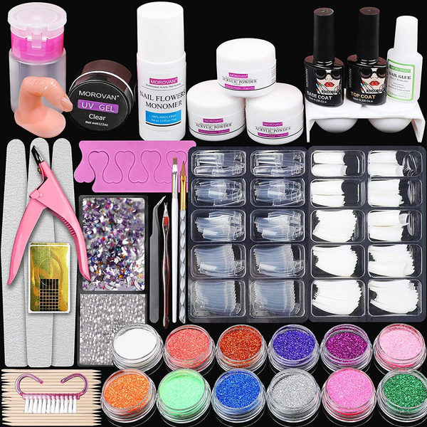 1 Acrylic Nail Kit Beginners 12 Color Glitter Acrylic Powder - Temu