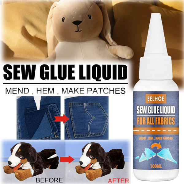 50ml Fabric Glue Clothing Glue Multipurpose DIY Sewing Fast Curing Sew  Liquid Glue Glue for Flannel, Patches, Plush 