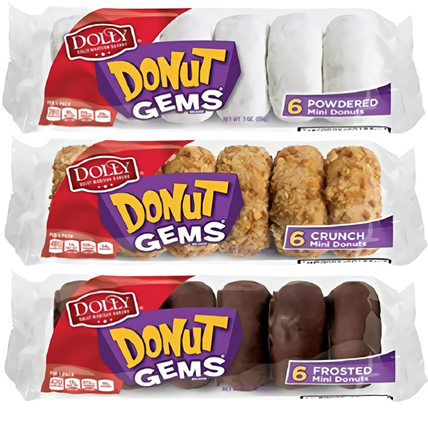 Dolly Madison Donut Gems Mini Donuts Variety Pack Bundled by Tribeca ...