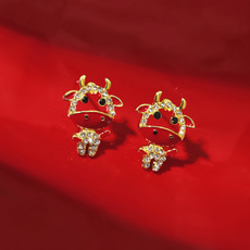 18k gold, newyear, Chinese, Stud Earring