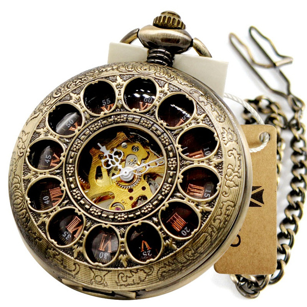 Steampunk Mechanical Pocket Watches Wind up FOB Watch Men Women