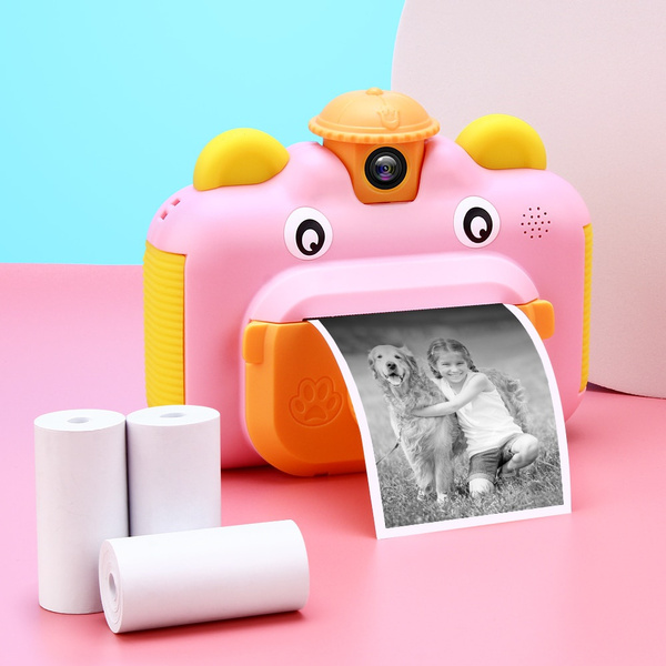 Kids Instant Print Camera Rotatable Lens 1080P HD Children Camera Toys with Thermal Photo Paper