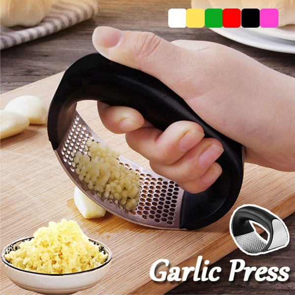 Stainless Steel Garlic Press Rocker Garlic Crusher Squeezer Slicer