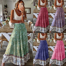 Summer, long skirt, Moda, Floral print