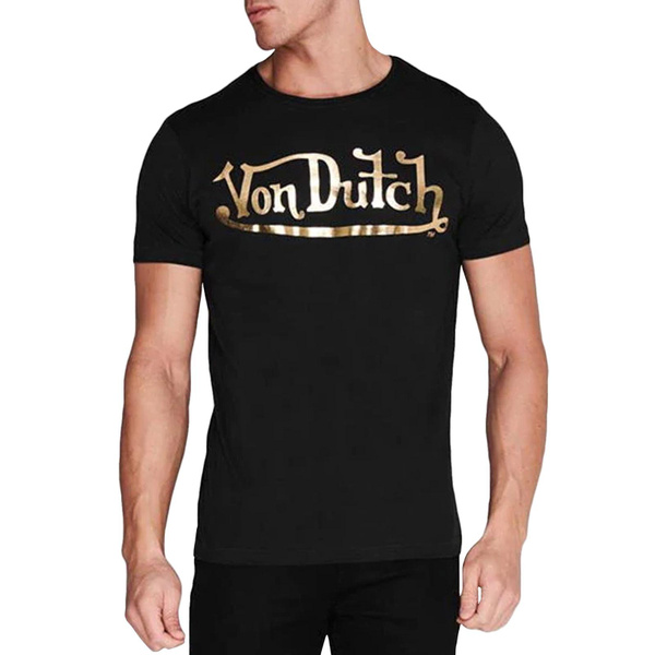 Von Dutch Men's Classic Grey Logo Black T-Shirt