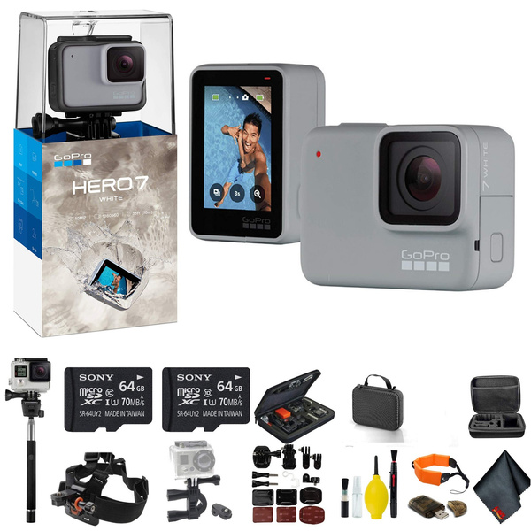 GoPro HERO7 White - Bundle Includes: 2 64GB Memory Cards, Case