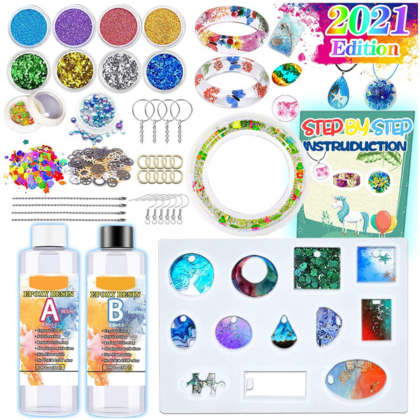 Resin Kit for Beginners with Silicone Molds - Resin Jewelry Making Kit with  Tons of Resin Art Craft Supplies, Resin Starter Kits for Casting Keychain  Earring Bracelet, Resin Included