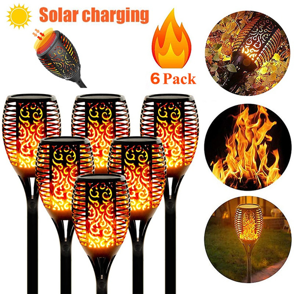 4 PACK ) Solar Lights Upgraded, Waterproof Flickering Flames Torches Lights Outdoor Solar Spotlights Landscape Decoration Lighting Dusk To Dawn Auto On/Off Security Torch Light For Patio Driveway