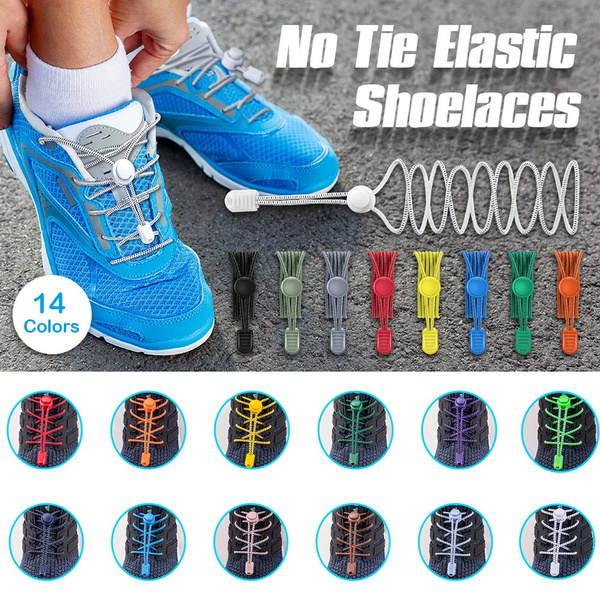 No Tie Elastic Lock Lace System Lock Shoe Laces Shoelaces Runners Kids Adults 