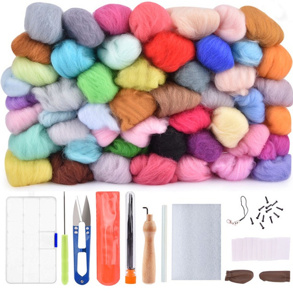 40 Colors Wool Roving Set Needle Felting Starter Kit With Felting Needle Tools 