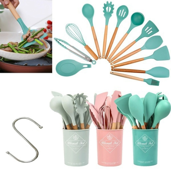 Tri-Color Silicone Large Kitchen Spoon