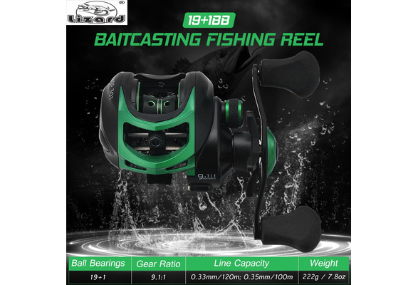 Lizard Lightweight High Speed 9.1:1 Gear Ratio Baitcast Fishing Reel 19+1  Ball Bearings Baitcasting Fishing Reel Baitcaster Tackle