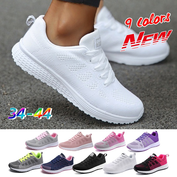 New Women's Ultra Light Weight Walking Shoes Gradient Colors Casual  Sneakers Mesh Breathable Sports Shoes Lace Up Anti-Slip Jogging Shoes  Knitting