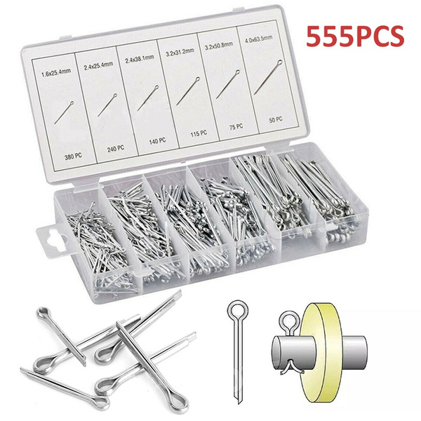 555Pcs Useful New Steel Cotter Pin Spring Assortment Set Grab Kit Split ...