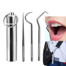 Steel, toothcleaningtool, toothpicksholder, reusabletoothpick