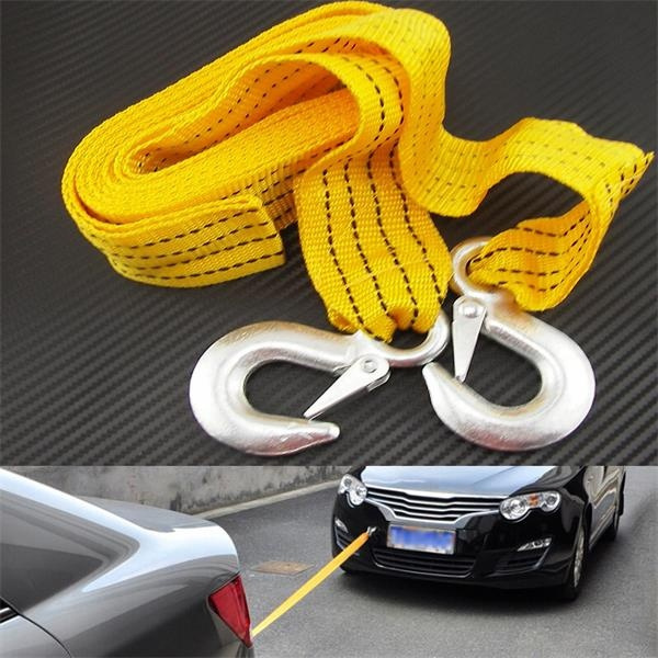 3M 3Tons Car Tow Cable Emergency Trailer Rope With 2 Anti-Slip
