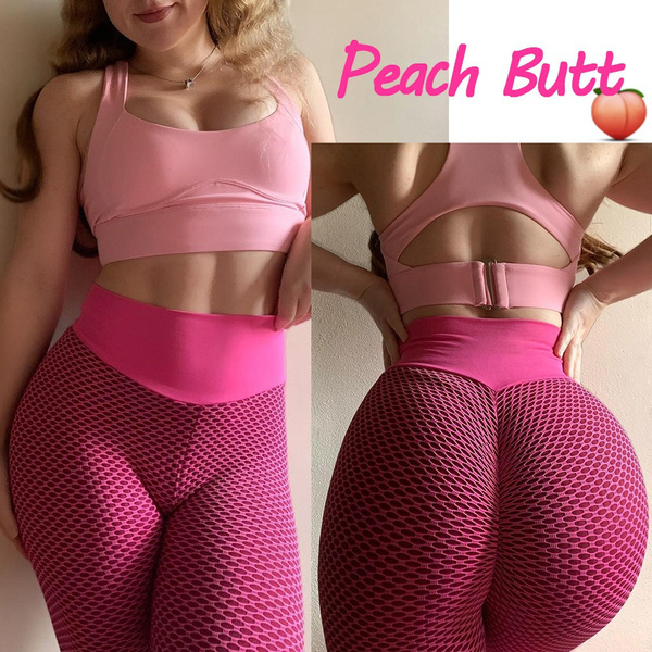 Leggings size large Textured High Waist Butt Lift peach bum