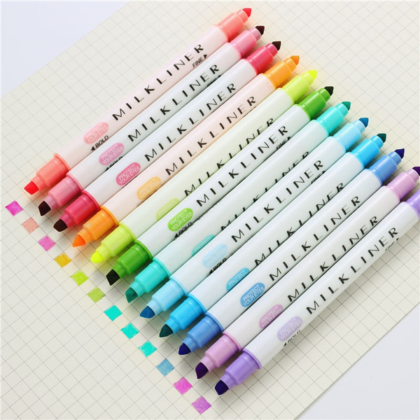 12 Colors/set Cute Mildliner Same Type Highlighter Dual Double Tip