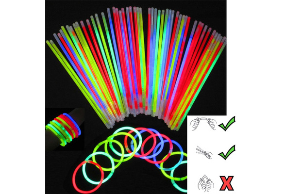 100 Glow Sticks Bracelets Necklaces Party Favors Disco Rave Bag