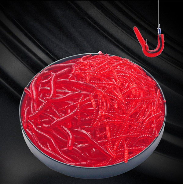 100pcs Lifelike Red Worm Soft Lure 35mm Earthworm Fishing Silicone