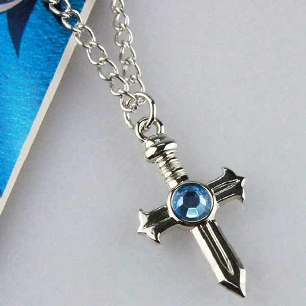 Fai-ry Tai-l 3D Print Cross Necklace Zinc Alloy Pendant Religious Anime Jewelry Pendant 