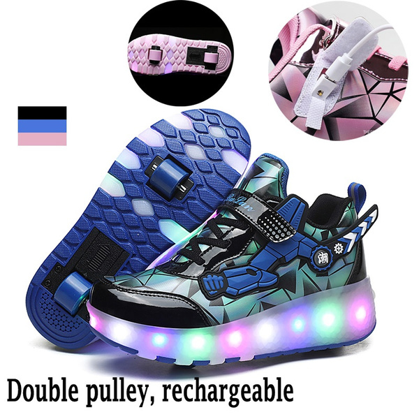 Kids Roller Skate Led Sneakers Kids Light Shoes with Two Wheel Boys ...