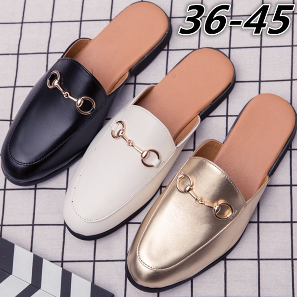 Men's Genuine Leather Open Back Loafers Mens Lightweight Mules Male  Backless Dress Shoes Black/White/Brown Size 38-44