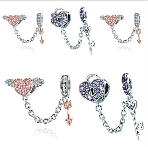 DIY Heart European CZ Crystal Charm Silver Spacer Beads Fit Necklace Bracelet DIY Heart European CZ Crystal Charm Silver Spacer Beads Fit Necklace Bracelet