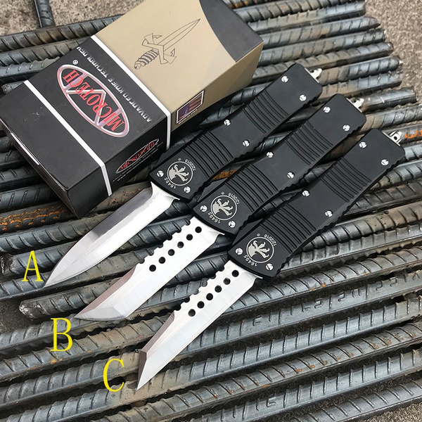 Microtech Knife Tactics Hell Hound Otf Straight Jump Camp Self Defense Protector Fruit Knife Kitchen Knife Self Defense Tool Black Wish