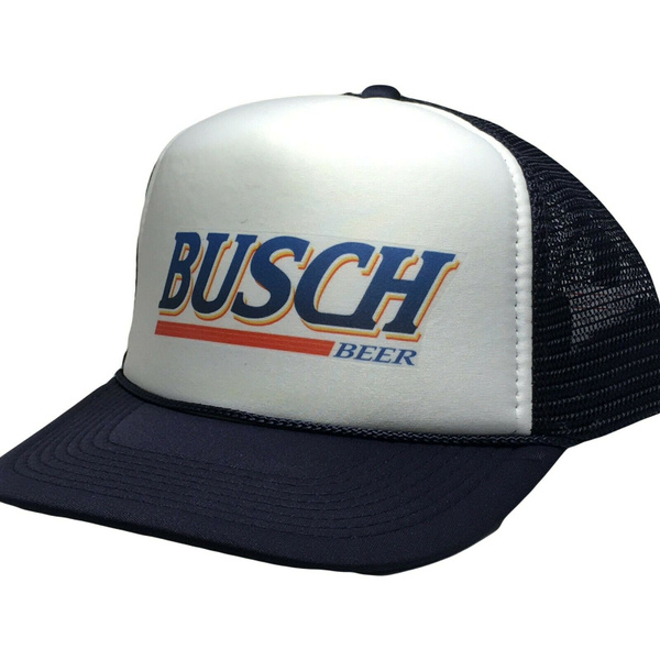 Vintage Busch Beer Hat Trucker Cap Navy 
