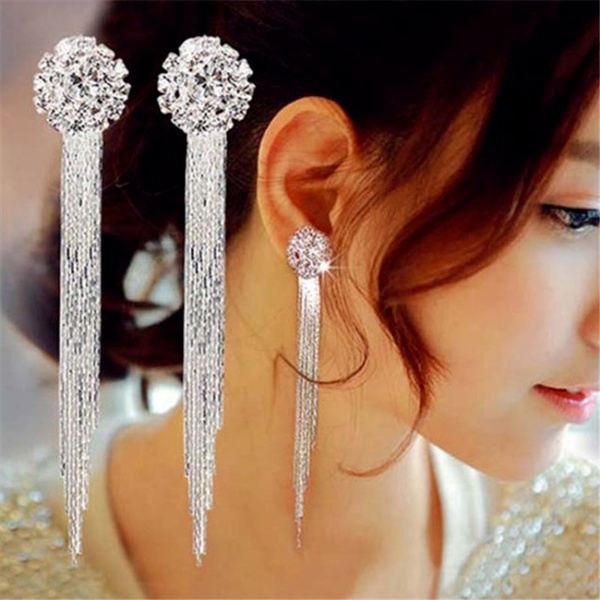 long diamond earrings wedding