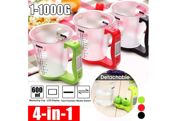 Digital LCD Display 4-In-1 1-1000G 600ML Capacity Measuring Cup