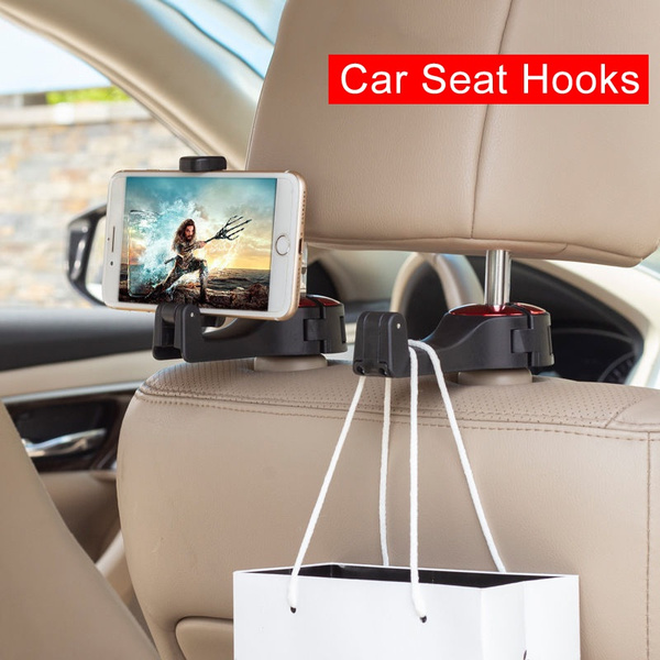 Car Hooks Universal Multifunctional Car Vehicle Back Seat Headrest Mobile  Phone Holder Hanger Holder Hook for Bag Purse Cloth Grocery