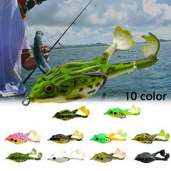 Double Propeller Frog Soft Baits Jigging Fishing Lure Bait Silicone