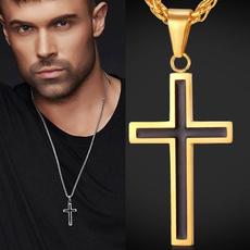 Steel, religiouspendant, Christian, Cross necklace