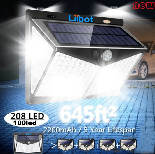 208 LED Solar Power PIR Motion Sensor Wall Light Outdoor Garden Lamp Waterproof！ 