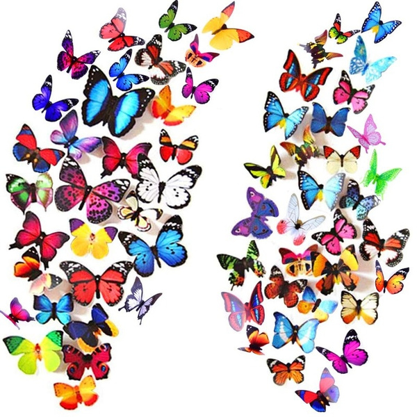 Butterfly Wall Decor - 3D Butterflies - 24 pcs