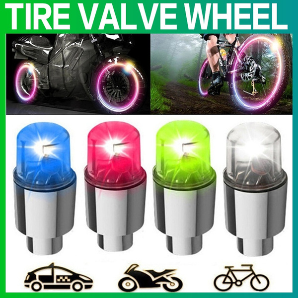 Bicycle Colour LED Neon Car Bike Wheel Tire Tyre Valve Dust Cap Spoke Lights