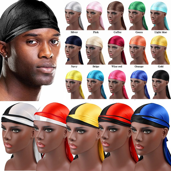 20 Colors Silky Durag Turban Bandanas 
