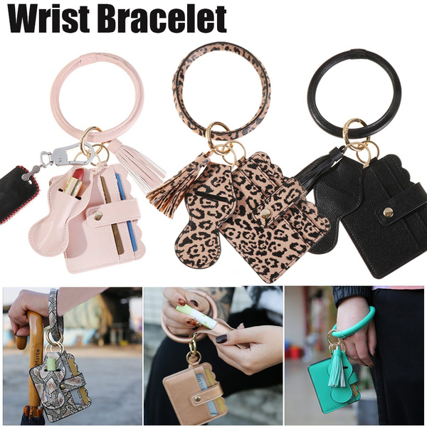 Bangle Bracelet Wallet Keychain Wristlet Key Ring O-ring Bracelet Card Bag